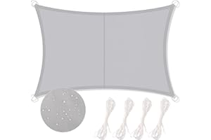 DICLLY Toldo Vela de Rectangular,2x3m Impermeable a Prueba de Viento de Sombra Tela Oxford,Protección Rayos UV para Exteriores,con Cuerdas,Transpirable,para Jardín,Patio,Exteriores,Arena,Gris