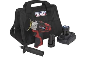 Sealey Cordless Polisher Kit Ø71mm 12V SV12 Series - 2 Batteries - CP1205KIT, Grey|Black|red