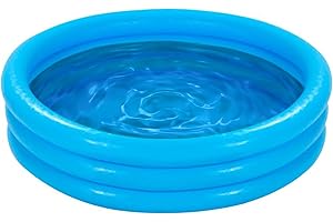 com-four® Piscina per Bambini, Piscina per Bambini a 3 Anelli in Blu con Toppe di Riparazione, 114x25 cm, Circa 132 Litri