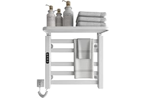 SKYLYZH Elektrischer Handtuchheizkörper, 500x500mm Badheizkörper Elektrisch,Intelligenter Konstanttemperatur Handtuchheizer, Handtuchheizkörper, Handtuchtrockner, Kohlefaser Heizung, anthrazit-White Left