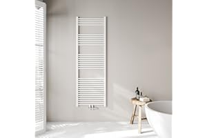 Acezanble Badheizkörper Design Heizkörper Handtuchhalter Handtuchtrockner 1800 x 600 mm Weiß Vertikal Garade mit Mittelanschluss Heizung Handtuchwärmer Handtuchheizkörper 1013W