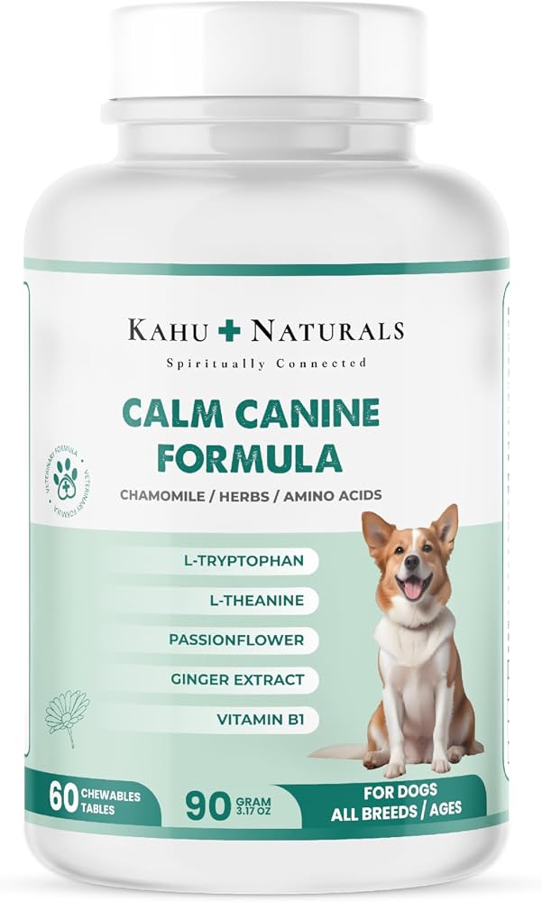 Kahu Naturals Calm Canine Formula, Köpekler için Bitki Özlü Sakinleştirici Rahatlatıcı Takviye, 60 Tablet
