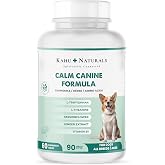 Kahu Naturals Calm Canine Formula, K&ouml;pekler i&ccedil;in Bitki &Ouml;zl&uuml; Sakinleştirici Rahatlatıcı Takviye, 60 Tablet