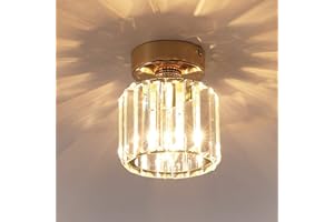 JIINOO Lampada da Soffitto in Cristallo, Mini Plafoniera Moderna da Incasso Rotonda Dimmerabile, Sala da Pranzo, Camera da Letto, Cucina, Corridoio, Lampadari, Decorazioni Artistiche, Base E14 60W