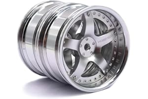 hobbysoul 2pcs RC 1/10 Aluminum On Road Wheel Rims Hex 12mm Adjustable Offset Silver Color Fit for 1:10 RC On Road Drift Touring Street Car Tire Tyre