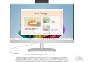 HP 24-cr0002sl All-in-One, AMD Ryzen 3 7320U, 8GB RAM LPDDR5, 512GB SSD NVMe, AMD Radeon Integrata, Display da 23,8" FHD IPS, Wi-Fi, Audio Integrato da 2W, Windows 11, Non è Touch, Bianco