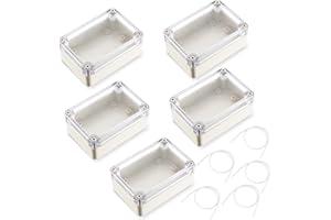 THIREI 58 x 83 x 34 mm Wasserdichte IP65 Leergehäuse, 5er-Pack Elektronische Gehäuse Box, Kunststoffgehäuse mit Transparenter Abdeckung, Universelles Projektgehäuse, Anschlussdose