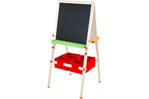 Kids Easel Chalkboard Blackboard Whiteboard Adjust Height Teamson Kids TK-FB028R