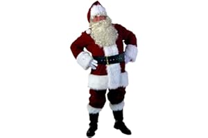Generisch Weihnachtsmänner Kostümset für Erwachsene 5-teilig Deluxe Weihnachtsmann Kostüm Anzug Samt für Weihnachten Urlaub Party Cosplay