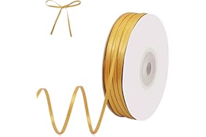 ‎QINGMENG qingmeng Satinband Gold, 91m Geschenkband Gold Breit, 3mm Schleifenband, Geschenkband Hochzeit Stoff, Goldenes Geschenk Band Geschenkbänder für Taufe Geburtstag Deko Geschenkverpackung