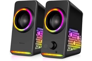 Altavoces para ordenador,Altavoces Bluetooth para PC,Altavoces dinámicos RGB para PC Gaming con 9 modos de LED de colores,Alt