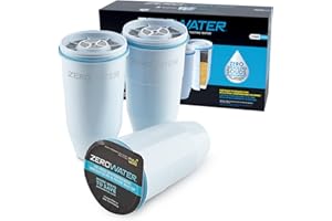 ZeroWater Cartucce di ricambio per filtro dell'acqua, sistema di filtraggio a 5 fasi, riduce fluoro, cloro, piombo e cromo, 3 filtri