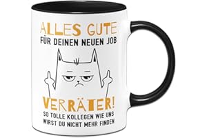 Tassenbrennerei Keramik Tasse mit Spruch Alles Gute für Deinen neuen Job - Geschenk zum Abschied - Jobwechsel Abschiesgeschenk für Kollegen (Schwarz)