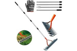 HEYIDAMAI Rateau Scarificateur, Scarificateur Manuel, Scarificateur Gazon Manuel avec Manche 170 cm, Râteau De Scarification, Peigne à Gazon Polyvalent pour Désherber, Fertiliser Lawn