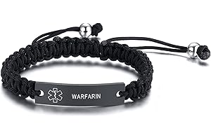 XUANPAI Custom Engraving Handmade Braided Rope Adjustable Medical Alert ID Bracelet Fits Adults & Kids