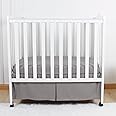 CaSaJa Mini Crib Skirt Pleated, Silk-Looking Soft Microfiber Baby Bed Skirt with Durable Platform for Mini and Portable Cribs 24" X 38", 12" Generous Drop Dust Ruffle, Machine Washable, Grey