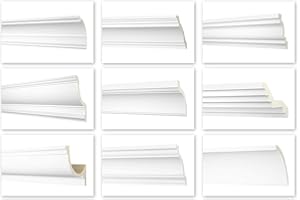 Moldura HEXIM Perfect 2 metros - gran selección, (AB167-56x58mm) - estuco de PU estampado, blanco, resistente al impacto - moldura de esquina moldura decorativa perfil de estuco