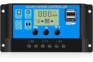 LVOZIZE Regolatore di Carica Pannello Solare 30A,12V/24V PWM Regolatore di Carica della Batteria del Pannello Solare con Display LCD,Regolatore per Pannello di Batteria Solare con Dual USB per Energia Solare