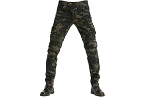 FSORB Pantaloni Moto Uomo, Traspirante Elastico Jeans, Kevlar Traspirante - Impermeabile E Antivento Pantaloni Protettivi Pantaloni Moto Uomo, 4 X Pad di Protezione