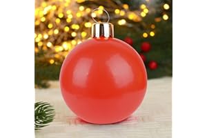 DRISUBT Bola de Navidad Inflable, PVC decoración de Bola de Navidad de 65cm, jardín Interior y Exterior, Fiesta de Vacaciones(Rojo)