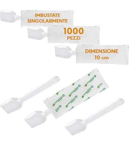 1000 Cucchiaini Per Gelato Compostabili - Imbustati Singolarmente, 9.5cm | Ecologici E Riutilizzabili Per Eventi - Foto 5
