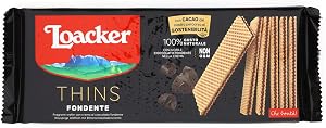 Loacker - Wafer Thins Fondente - Wafer Sottile e Fragrante con due Strati di Cialde Farcite con uno Strato di Crema al Cioccolato Fondente – Colazione - Merenda e Snack - 1 Confezione da 150g