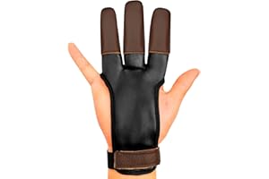 KESHES Archery Glove Finger Tab Accessories - Leather Gloves for Recurve & Compound Bow - Three Finger Protectors for Men Women & Youth