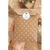 100l&uuml; Hediye Paketi Seti, 100 adet Kese Kağıdı (11x20 cm) + 70 adet Sticker | Pratik Hediye Paketleme Kesesi, Kraft Kağıt Kes