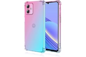 EASSGU Funda para Motorola Moto g14 (6.5" Inches), Carcasa Protectora de Color Degradado Transparente, Case para Teléfono Anticaída y Antiarañazos - Rosado Verde