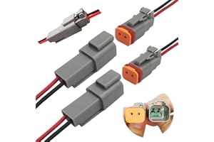 CESFONJER Conectores Electricos 2 Pines, Selladas Gris Macho y Hembra Auto Conectores Electricos Impermeables, con cable 16AWG, para motocicleta, scooter, automóvil, botes (2 juegos)