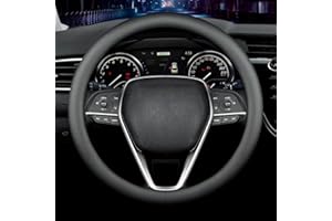 Carodi Neustes Nappaleder Auto Lenkradbezug, Mode Anti-Rutsch-Leder Auto Innenraum 15 Zoll (ca. 38cm) Universal (Schwarz)