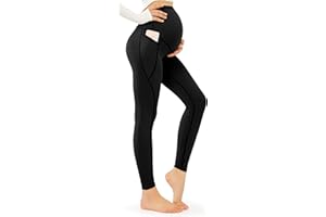 JOYSPELS Women's Maternity Leggings Over Bump with Pockets UK - Soft Belly Support Yoga Pants Workout Pregnancy Gym Leggings