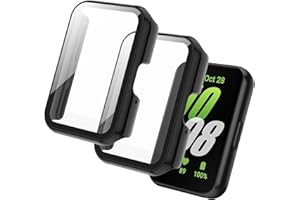 Tuocal 2 Stück Hülle Kompatibel für Samsung Galaxy Fit 3 Schutzhülle mit Displayschutz, 360° Rundum Ultradünn Hard PC Kratzfester Schutz Case für Samsung Galaxy Fit 3, Schwarz