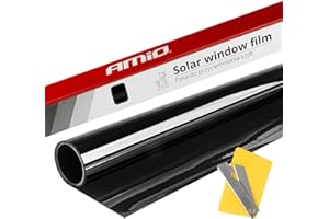 AMIO Auto Selbsthauptglas ungeschnittener Fenster Tönungsfolie 0.75x3m Dunkelschwarz 15%