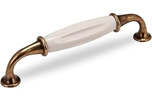 SOTECH poignée en porcelaine META poignée de meuble en porcelaine blanc laiton finition antique BA 128 mm