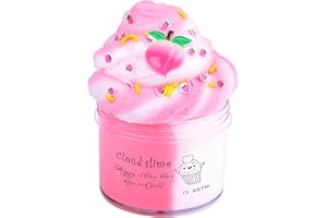 JAMDESDW Fluffy Cute Peach Slime, Super Soft and Non-Sticky Cloud Slime, DIY Slime Kit for Girls Boys, Kids Valentine Party Favors Slime Putty Stress Relief Toys