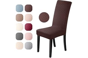 EOZAKAVOD Fundas para sillas 4 Piezas Jacquard Funda de Silla Elástica Fundas elásticas Extraíbles y Lavables Comedor Cubierta de Asiento Duradera Modern Boda Decor Restaurante(Café Oscuro, Pack de 4)
