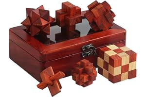 Holzsammlung Rompicapo 3D in Legno, 6 Pezzi Giocattoli Logica Puzzle Game di Legno Classico Educativi Gioco di Mente, IQ Test Mente Intelligenza Jigsaw Puzzle Brain Teaser Toy per Adolescenti e Adulti