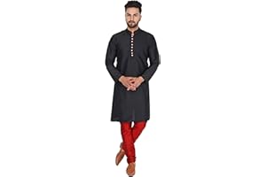 SKAVIJ Herren Tunika Kurta Pyjama Kariert Party Bekleidung Kleid