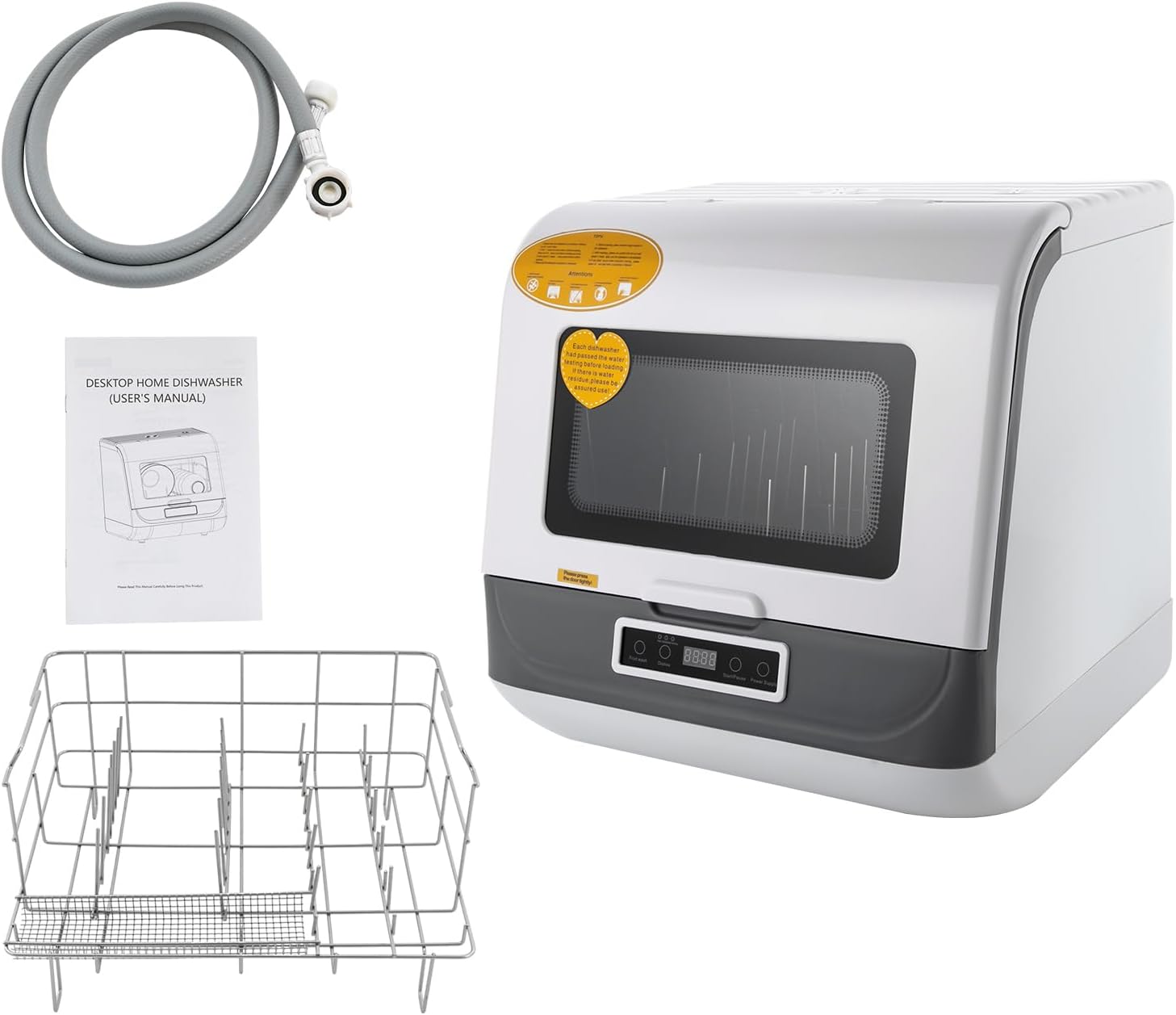 Mini lavavajillas, 800 W, IPX1, lavavajillas de mesa con 3 programas de lavado, pequeño, para oficina, camping, caravana, espacio para 12-20 cubiertos, 45 x 40 x 44,8 cm (blanco)