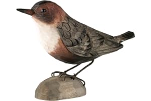 Wildlife Garden - Figura decorativa de pájaro de madera tallada a mano