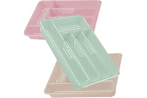 COOKRM Organizador Para Cubiertos. Separadores De Cajones Ó Bandeja De Plástico Para Cocina. Cubertero Caja Con Compartimentos Porta Cuchillos Cucharas Tenedores Cucharillas... Apto Para Lavavajillas. 33cm