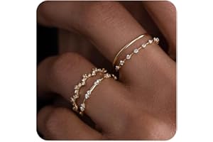 ZHESHY Ring Gold Set Frauen 14 Karat Vergoldete Goldene Ringe Goldring Stapelringe Zirkonia Fingerring Knöchelringe Daumenringe Wasserfest Statement Ring Gold Schmuck Für Damen Mädchen Größe 52-62