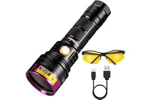 Alonefire SV18 12W 365nm Torcia UV Professionale Ricaricabile USB Lampada Ultravioletta Blacklight Luce Nera Rilevatore di Urina per Resina Indurimento con Occhiali Protettivi UV, Batteria Inclusa