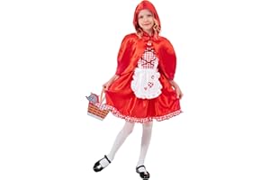 CosExpress World Book Day Costumes for Girls - 3Pcs Little Red Riding Hood Costume Kids Girls World Book Day Costumes for Kids Fancy Dress Book Character Costumes for World Book Week