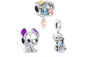 HAEPIAR 925 Les charmes en argent sterling pendaient Bear Dog pour les bracelets et les bijoux de collier pour les femmes familiales et les amis