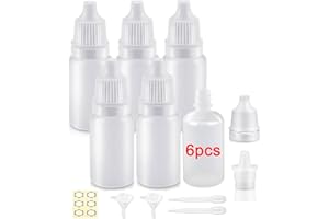 Apstaqeoo 6Pcs, 50Ml Plastic Dropper Bottles, Empty Squeezable Eye Liquid Dropper Bottle Refillable Sample Container Small Paint Eye Dropper Bottles with Cap, Funnel, Label, Dropper for Essential Oil