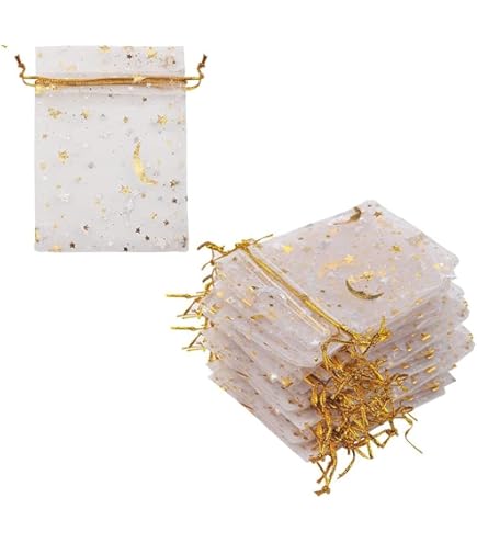 Sacchetti Organza 8x11 Cm Per Bomboniere - 100 Pezzi Per Matrimoni, Battesimi E Regali