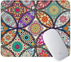 Zori Gaming Mouse Pad Floral Mandala 02 Colorful Art Painting Mousemat, Printed (Large Washable Non Slip Rubber Base Best for Office Home Laptop Desktop WFH 8.6x7) (Floral Mandala 02)