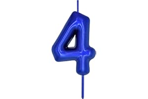 DERVENTA Number Candle Blue 2.36 inch Party Celebration Anniversary Decoration Perfect Birthday Brunch Dessert Cake Topper 1 Piece (Number 4 Blue)